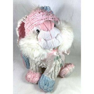 Walmart Ribbed Chenille Quilted Blue Pink White Plush Bunny Rabbit 13" Pug Nose